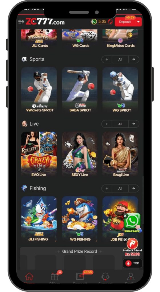 Player dashboard showing bonus